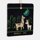 Persoonlijke llamas, Neon Moon en Cacti met Kerstm Keramisch Ornament (Rechts)