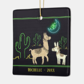 Persoonlijke llamas, Neon Moon en Cacti met Kerstm Keramisch Ornament (Links)