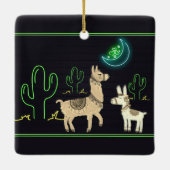 Persoonlijke llamas, Neon Moon en Cacti met Kerstm Keramisch Ornament (Achterkant)