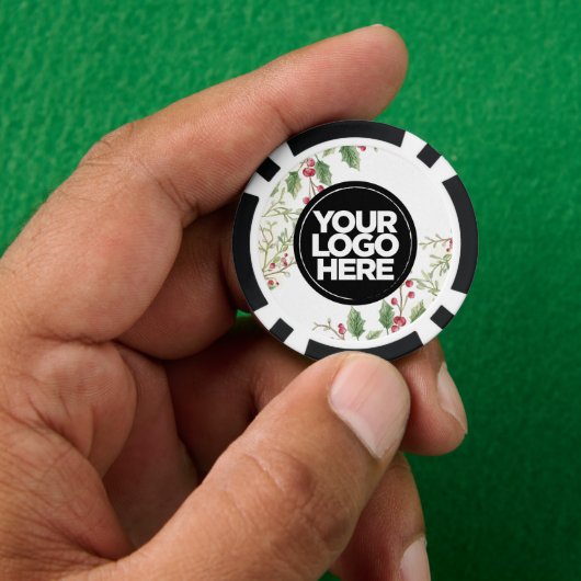 Persoonlijke Logo en Tekst Hulstbes Kerstmis Poker Chips (Hand)