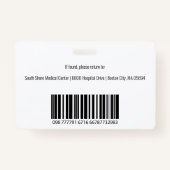 Persoonlijke Logo foto-ID van medisch medewerker Badge (Achterkant)