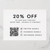 Persoonlijke Logo QR Code Bedankkortingkaart Folie Feestdagenkaart (Achterkant)