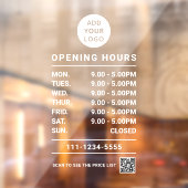 Persoonlijke logo QR-code voor openingsuren van he Raamsticker (Vel 2)