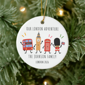 Persoonlijke Londense gezinsreis Kerstbal Keramisch Ornament