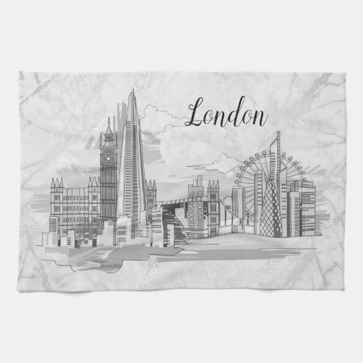 Persoonlijke London Black & White Tea Towel Theedoek (Horizontaal)