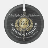 Persoonlijke loper 26.2 Marathon Keepasmedaille Glas Ornament (Voorkant)