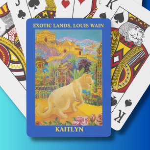 Persoonlijke Louis Wain Katten in Exotische Landen Pokerkaarten