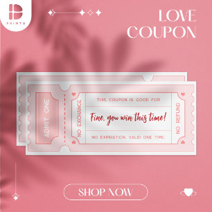 Persoonlijke Love Coupons – Pastel Roze Valentijn Kaart