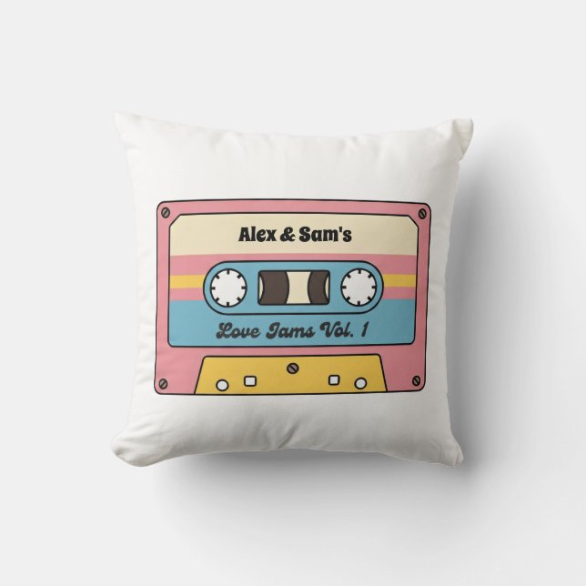 Persoonlijke Love Jams Cassettebandje – Aangepaste Kussen (Voorkant)