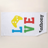 Persoonlijke LOVE videogamecontroller Strandlaken (Voorkant)