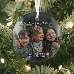 Persoonlijke Love You Mimi Foto Handgeschreven  Glas Ornament