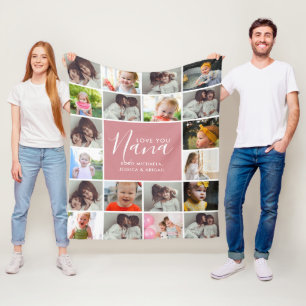 Persoonlijke 'Love You Nana' 20-foto collage Fleece Deken