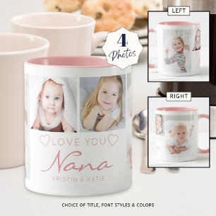 Persoonlijke LOVE YOU NANA 4 Foto Roze Mok