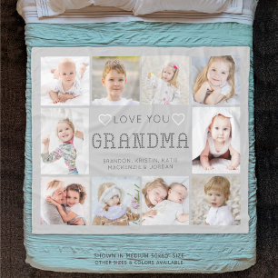 Persoonlijke 'Love You Oma' Hartjes 10 Foto Fleece Deken