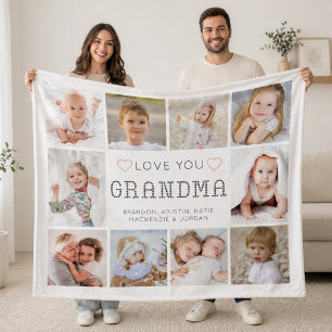 Persoonlijke Love You Oma Hartjes 10 Foto's Fleece Deken
