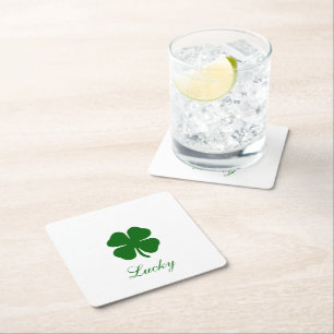 Persoonlijke Lucky Green Clover Kartonnen Onderzetters