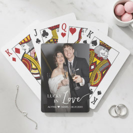 Persoonlijke "Lucky in Love" trouwgunst speelkaart Pokerkaarten
