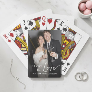 Persoonlijke "Lucky in Love" trouwgunst speelkaart Pokerkaarten