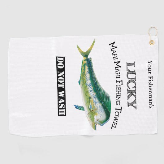 Persoonlijke Lucky Mahi Mahi Vissen Towel Golfhanddoek (Horizontaal)
