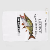 Persoonlijke Lucky Muskie Vissen Towel Golfhanddoek (Horizontaal)