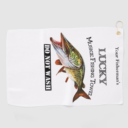 Persoonlijke Lucky Muskie Vissen Towel Golfhanddoek (Horizontaal)