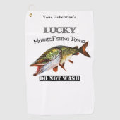 Persoonlijke Lucky Muskie Vissen Towel Golfhanddoek (Voorkant)