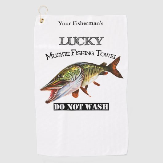 Persoonlijke Lucky Muskie Vissen Towel Golfhanddoek (Voorkant)