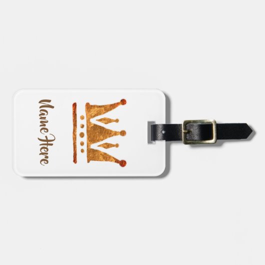 Persoonlijke Luggage Labels Gouden Kroon (Voorkant horizontaal)