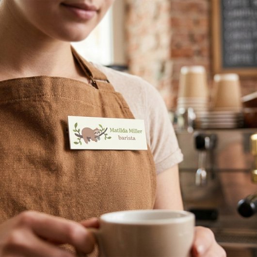 Persoonlijke Luiaard Coffeebar Naamplaatje