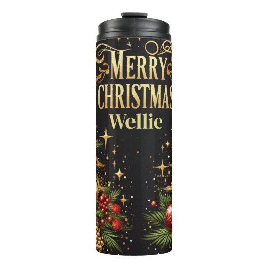 Persoonlijke Luipaard Kerst Tumbler Cadeau Thermosbeker (Voorkant)
