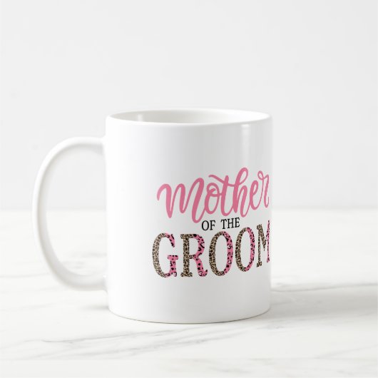 Persoonlijke luipaard printmoeder van groom Gift Koffiemok (Links)