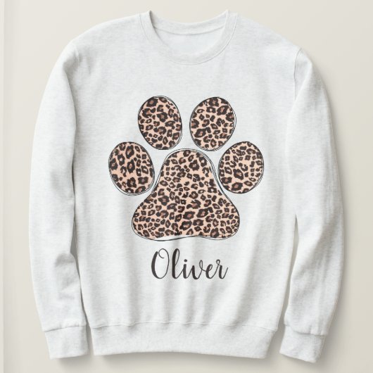 Persoonlijke Luipaardpootafdruk Witte Sweater (Design voorkant)