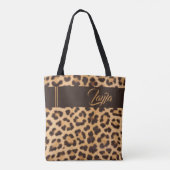 Persoonlijke Luipaardprint Gouden Script Naam Tote Bag (Achterkant)