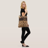 Persoonlijke Luipaardprint Gouden Script Naam Tote Bag (Op model)