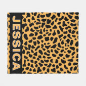 Persoonlijke Luipaardprint Met Aangepaste Naam Wil Fleece Deken (Voorkant (Horizontaal))