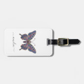 Persoonlijke Luxe Bruisende Glitter Vlinder Bagagelabel (Voorkant horizontaal)