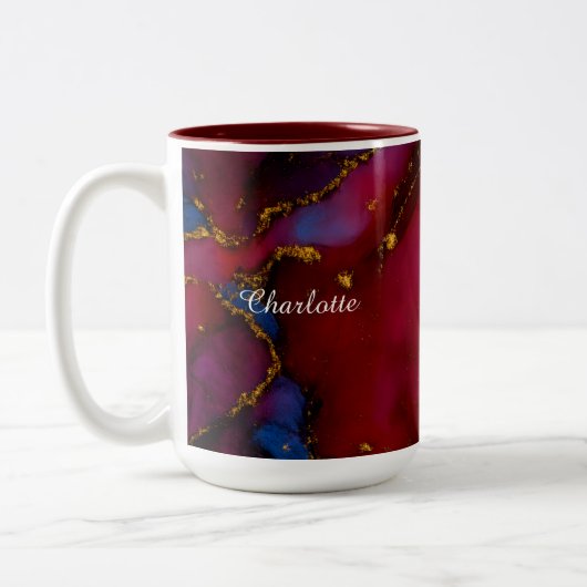 Persoonlijke luxe marmeren patroon douane naam mok (Links)
