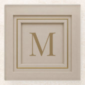 Persoonlijke Luxe Monogram Glazen Onderzetter (Voorkant)