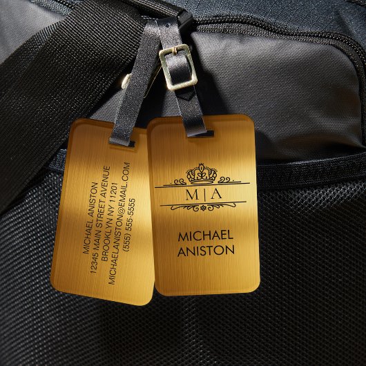 Persoonlijke luxe monogram gouden reisaccessoire   bagagelabel