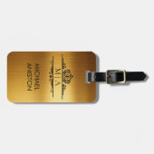 Persoonlijke luxe monogram gouden reisaccessoire   bagagelabel (Voorkant horizontaal)