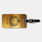 Persoonlijke luxe monogram gouden reisaccessoire bagagelabel (Voorkant horizontaal)