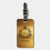 Persoonlijke luxe monogram gouden reisaccessoire bagagelabel (Voorkant verticaal)