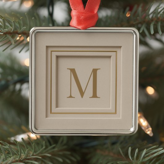 Persoonlijke luxe monogram Kerstmis Metalen Ornament