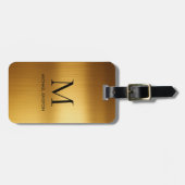 Persoonlijke luxe monogram namaak goud metaal bagagelabel (Voorkant horizontaal)
