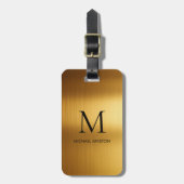 Persoonlijke luxe monogram namaak goud metaal bagagelabel (Voorkant verticaal)