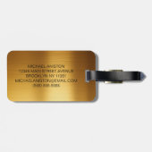 Persoonlijke luxe monogram namaak goud metaal bagagelabel (Achterkant horizontaal)