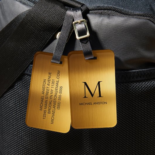 Persoonlijke luxe monogram namaak goud metaal bagagelabel