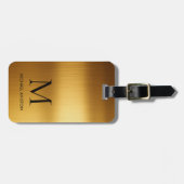 Persoonlijke luxe monogram namaak goud metaal bagagelabel (Voorkant horizontaal)