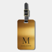 Persoonlijke luxe monogram namaak goud metaal bagagelabel (Voorkant verticaal)