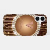 Persoonlijke luxe monogramletter iPhone 16 hoesje (Achterkant horizontaal)